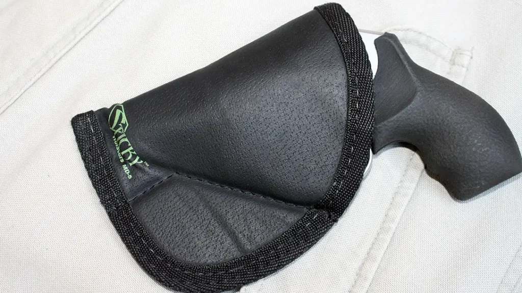 A pocket holster for concealed carry.