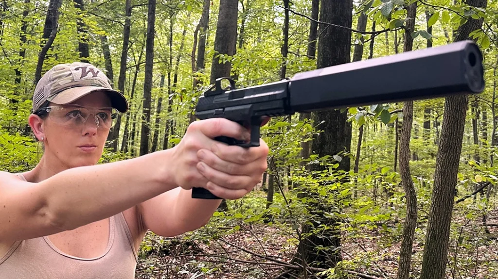 The author shooting the Girsan MC9 Disruptor 9mm.