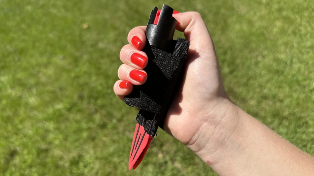 The Hand-Held With Pepper Spray is easy to carry and use.