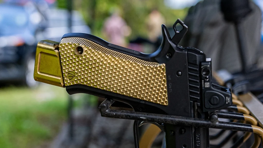 The Dissident Arms' aggressive grip texture is no joke and will keep your grip on the gun in even the slickest conditions.