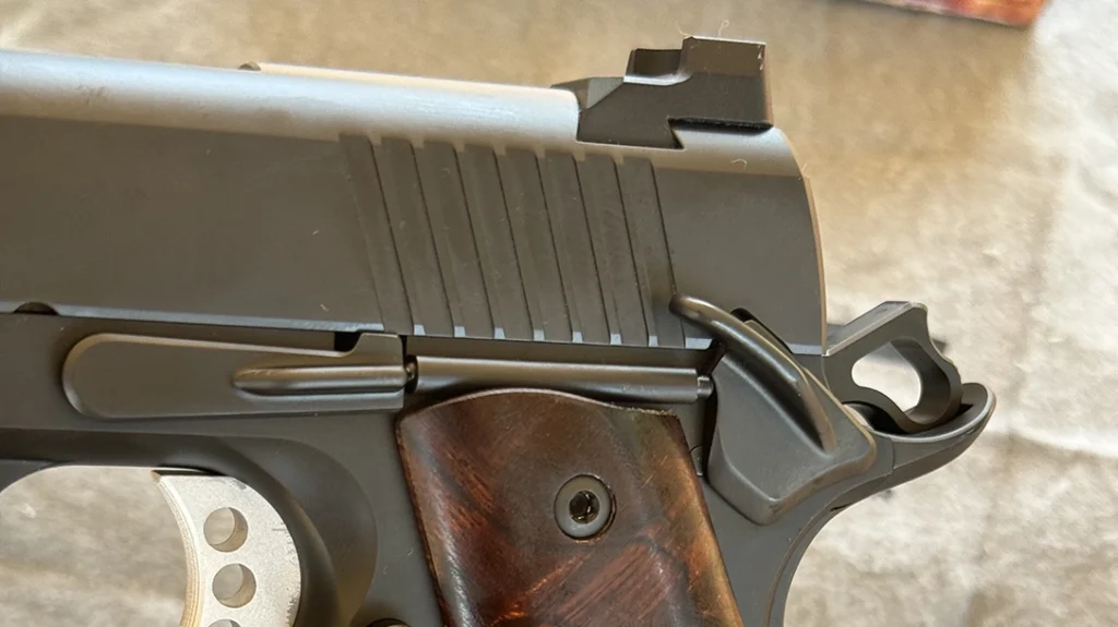 The PFG from Kings River Custom features 25 lpi checkering, a high-cut front strap, and well-designed cocking serrations.