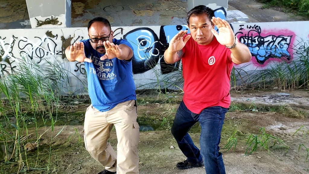 Frank and Sam maintain a safe distance.