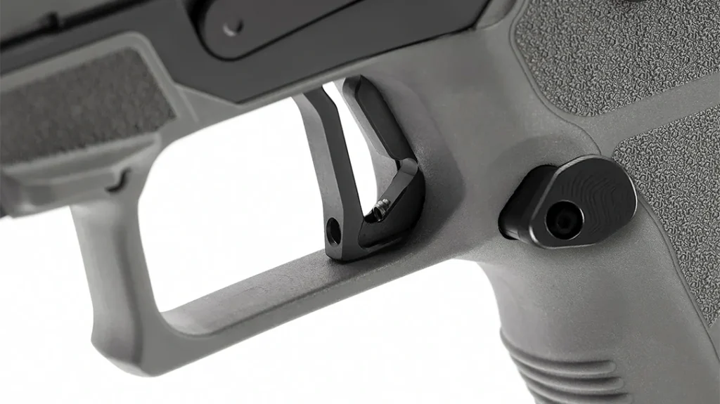 The OA Defense Compact Pro also has an easy-to-reach and press extended magazine release paddle from Springer Precision.