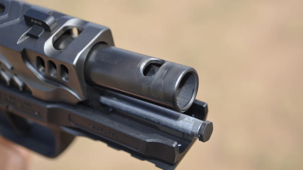 The strategically designed Power Port™, located at the end of the barrel at the twelve o’clock position, diverts gas upwards.