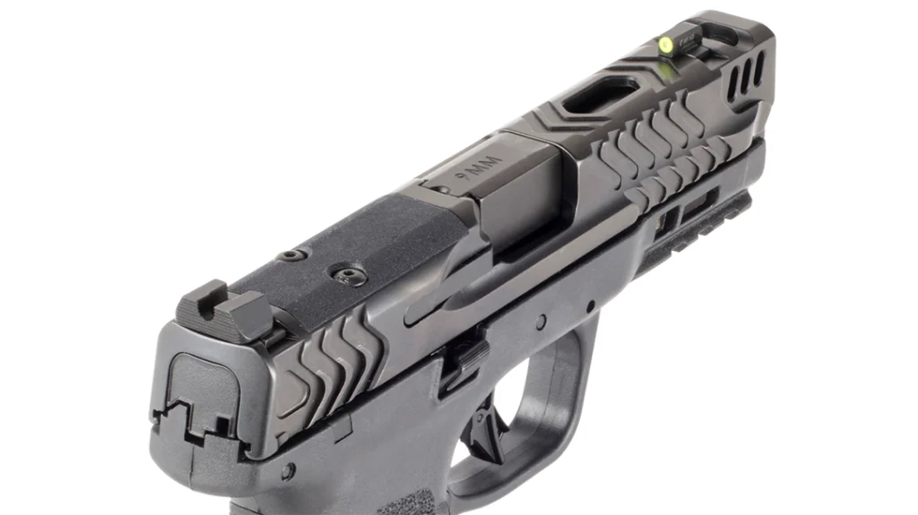 Slide serrations on the sides and carried onto the top of the slide are a practical upgrade and a good-looking design.