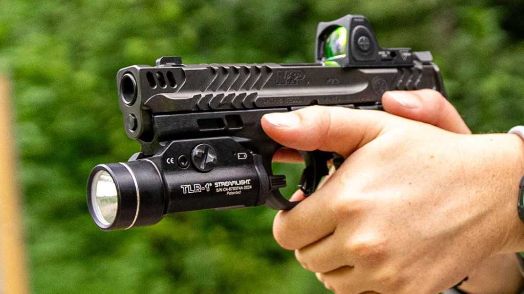 The Streamlight TRL-1 is an excellent option that produces 300 lumens and has a 2.5-hour run time.