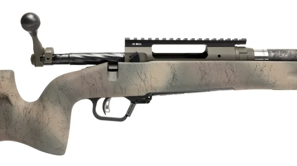 The rifle has a smooth fluted action.