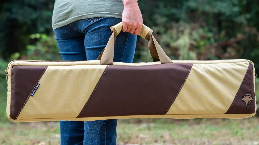 The Desperado is a lever-action rifle bag that blends rugged functionality with the spirit of classic Western rifles.