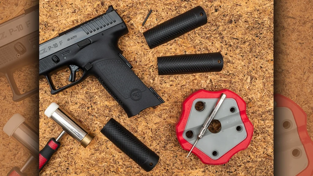 The CZ P-10 F Optics Ready also comes with three different backstraps that can be swapped out to tailor the fit of the grip to the individual user.