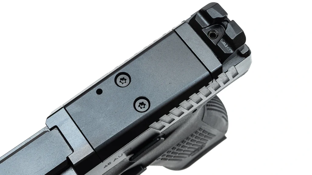 The CZ P-10 F Optics Ready includes the optic cut in the slide to mount your favorite red dot.