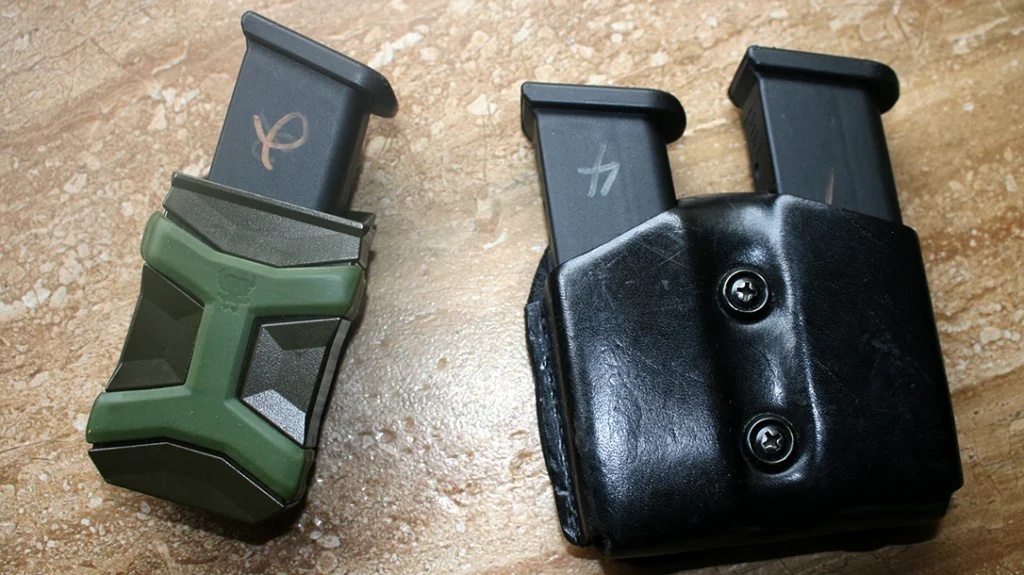 The pistol has a 10-round capacity, so the author carries extra mags and has no issues.