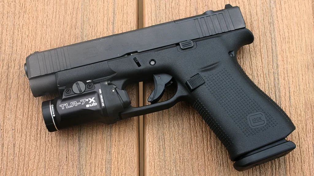 The GLOCK 48 Slimline is set up for accessories like lights and lasers.