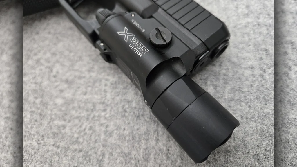 Weapon-mounted lights.