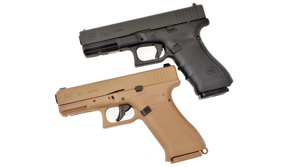 A field strippable model Glock CO2 trainer could not maintain the velocity level of the Third Gen and G19X and its short, short-recoil closed CO2 system.