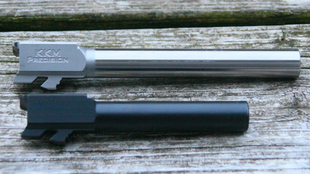 The added length of the KKM Precision barrel produces an extra 90.9 feet per second over the stock barrel of the Glock G20 Gen 5.