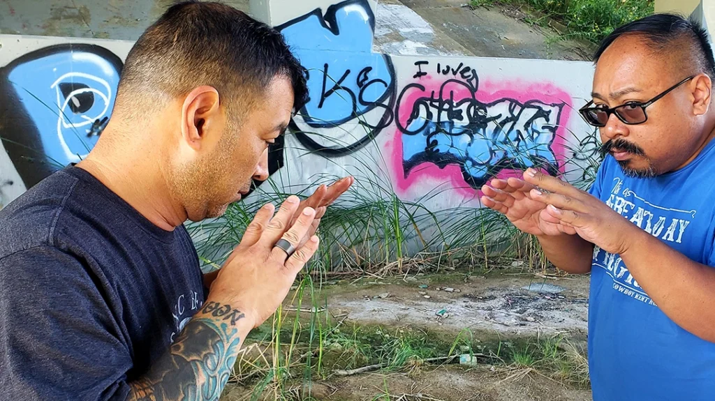 Frank approaches the author, ready to attack.