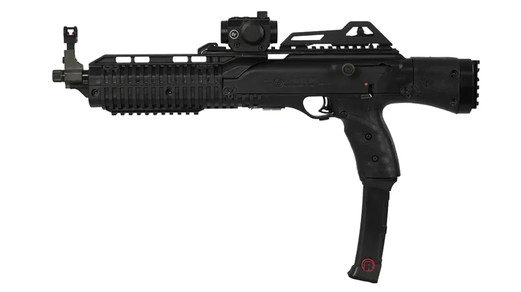 A RedBull 20-round magazine increases firepower. 