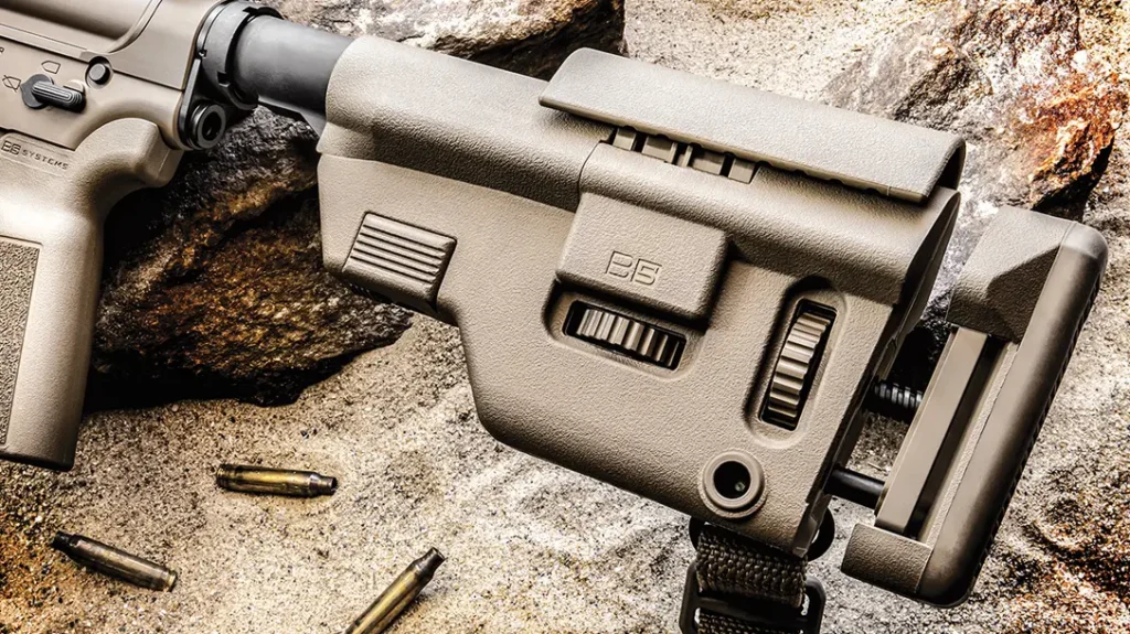 The stock has an adjustable LOP and cheek height.