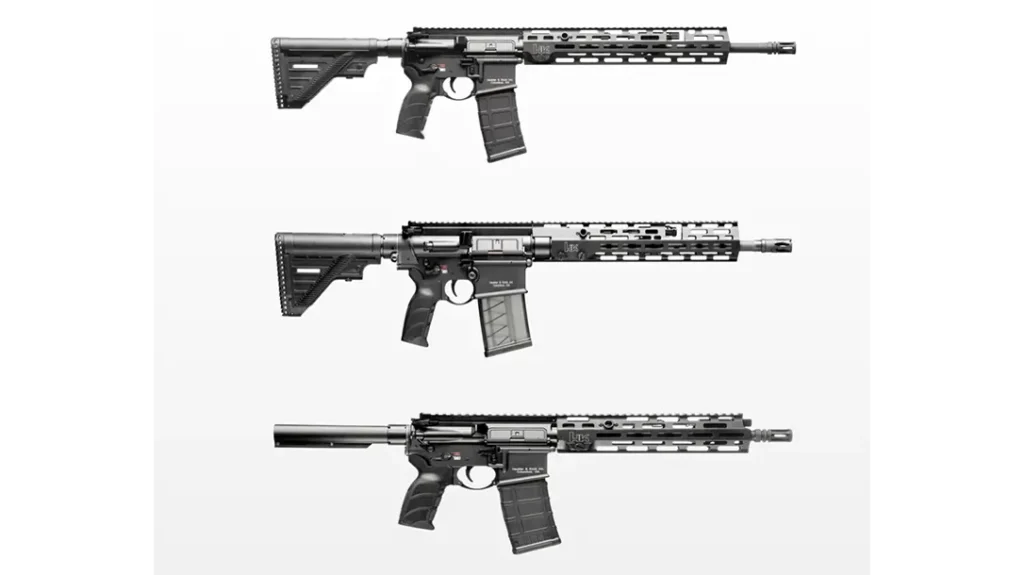 HK MR A4 Series rifles and pistol. 