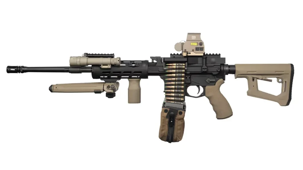 The FightLite Raptor takes M27 magazines. 