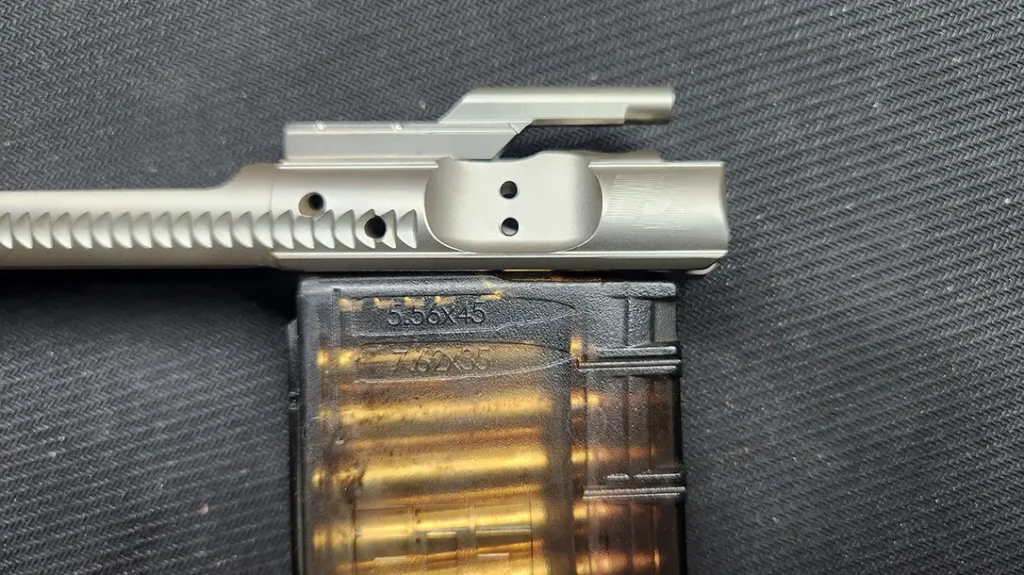 The rounds fit perfectly against the bolt.