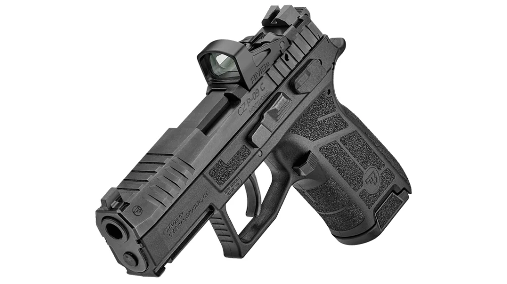 The side has better stock sights than previous models and has an optic cut.