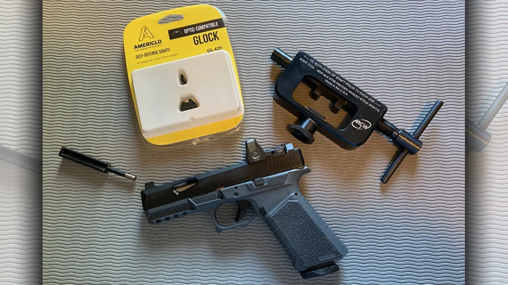 Iron Sights vs Red Dot: The author has professional sight installation tools, and yes, you should, too.