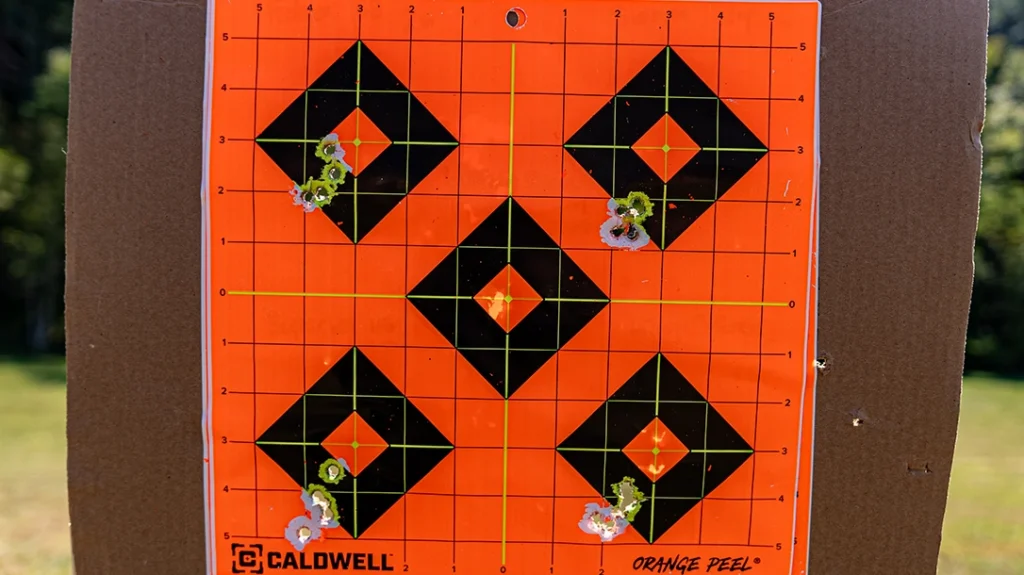 On target, Fiocchi is at the top left, Remington is at the top right, Federal is at the bottom left, and Lehigh is at the bottom right.