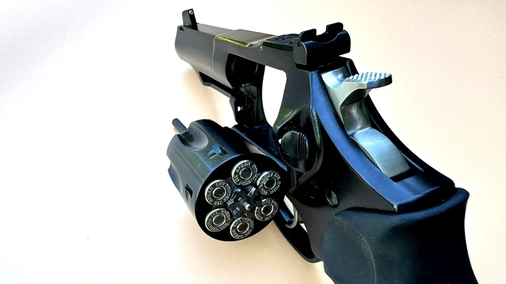 Four .327 Magnum loads and two .32 H&R Magnum loads were used in the Lipsey’s Ruger SP101 test-shooting sessions; the red plastic box are .327 Magnum handloads.