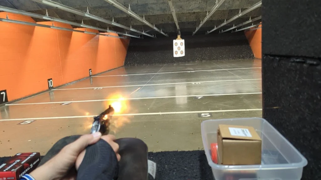 Three 5-shot groups were shot with each test load for an accuracy evaluation, distance to the target was 15 yards.