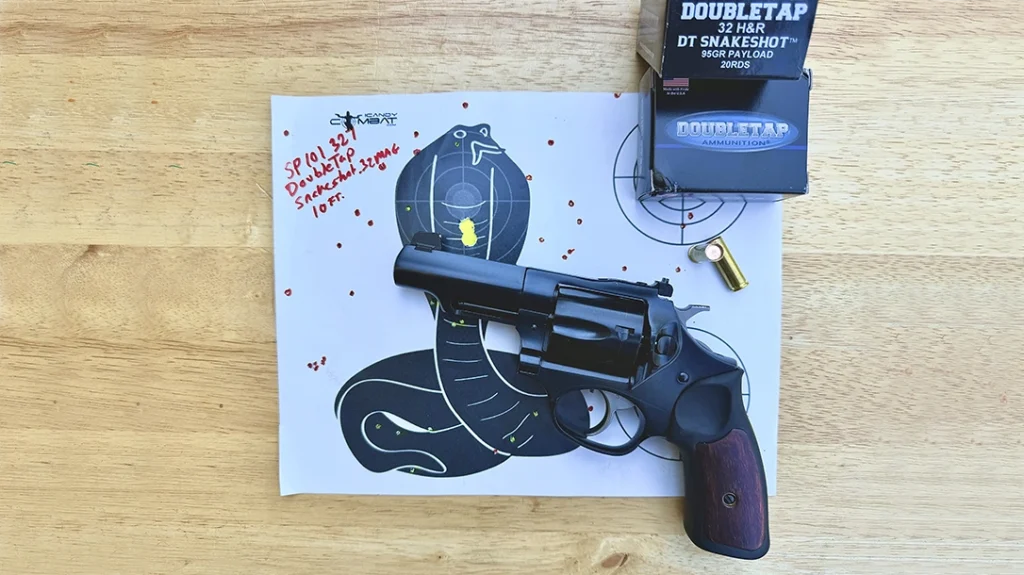 Doubletap offers a Snakeshot load in .32 H&R Magnum; it has a payload of 100 #9 pellets and a 40 gr. lead wadcutter bullet; you can see what it did to the snake.