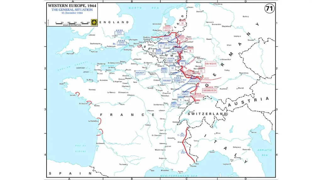 Map of beginning of the Battle of the Bulge.