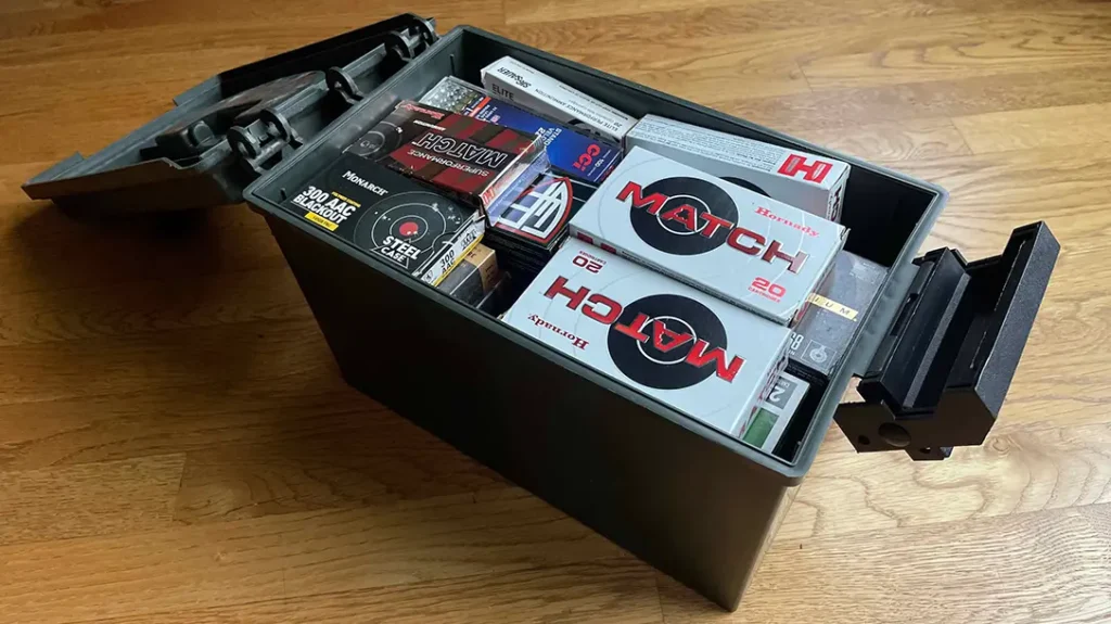 Ammo in a storage box. 