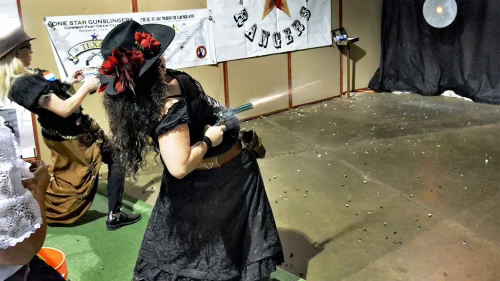 Shoots onto a steel plate.