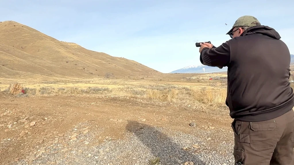 The author shooting for accuracy at 50 yards.