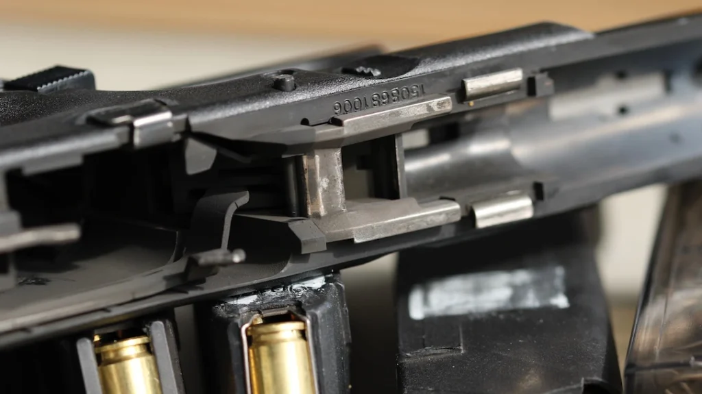 Glock 19 Torture Test: The steel parts inside the frame seem to take care of themselves. The use of stainless steel helps with rust and corrosion, and friction clears the fouling.