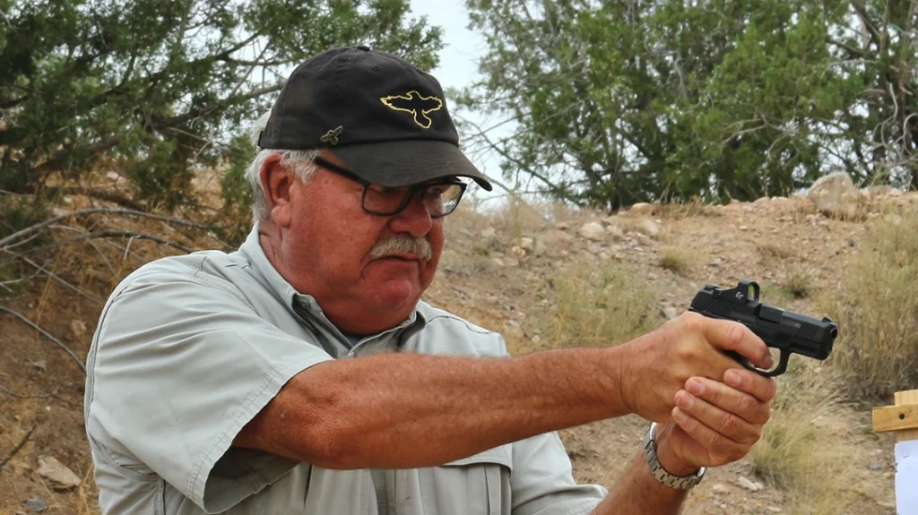 Mario Marchman using the Mossberg MC2sc to demonstrate technique during the Gunsite Team Tactics course.