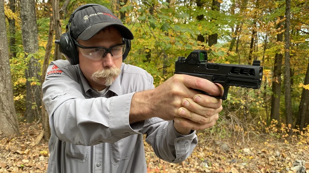 The author shooting the Anderson Kiger 9C Pro.