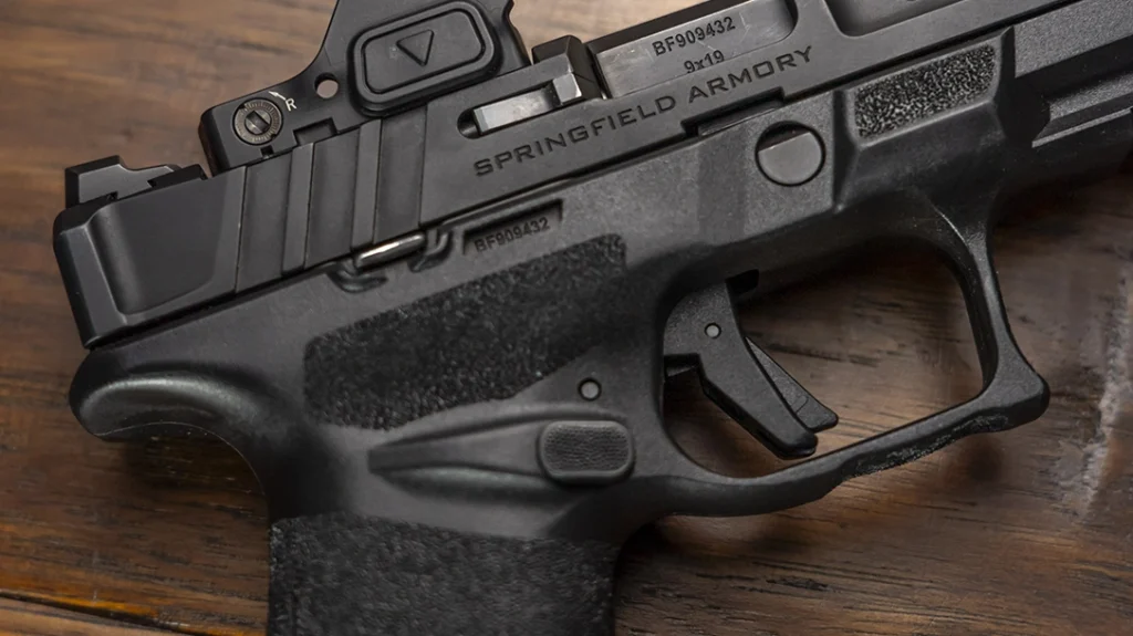 The trigger guard is undercut in two places, while the undercut toward the front of the trigger guard gets texturing.