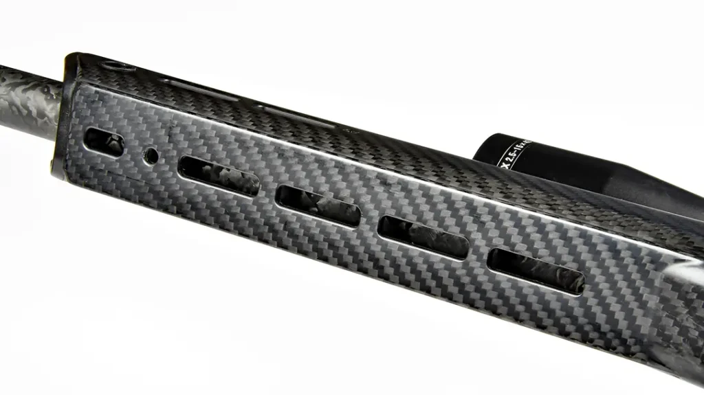 M-LOK slots provide accessory attachment points. 