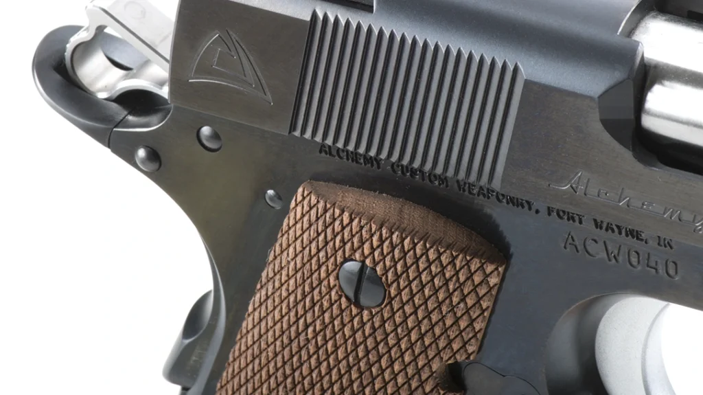 Alchemy boasts that its guns, like the Prime 1911, have the highest-cut grips in the industry.