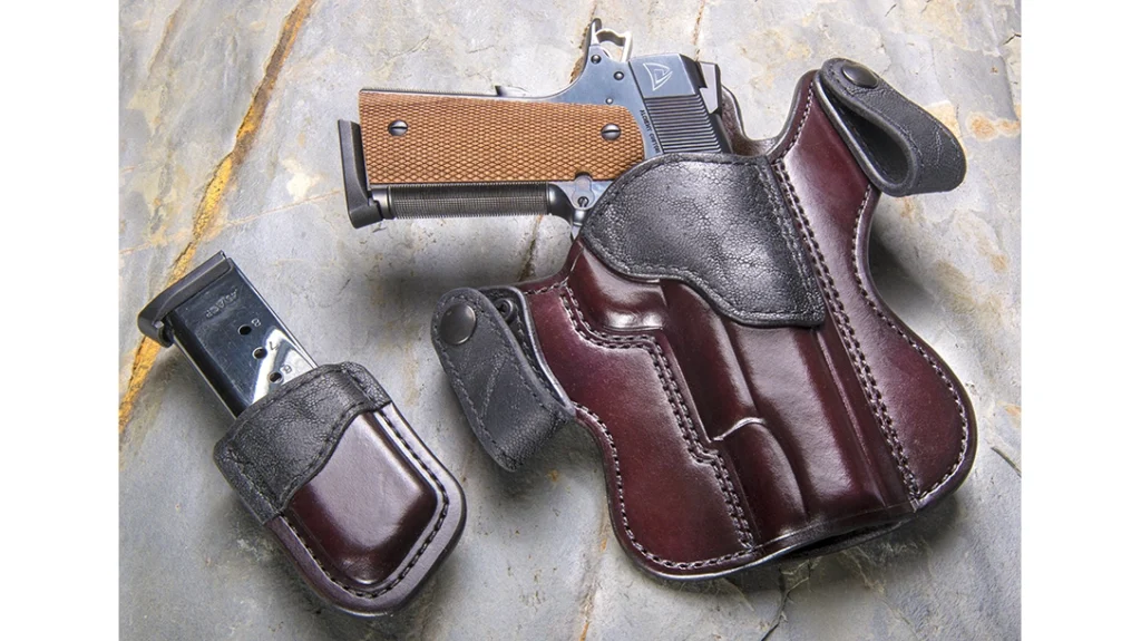 The holster the author used for testing is from the custom maker Overland Gunleather.