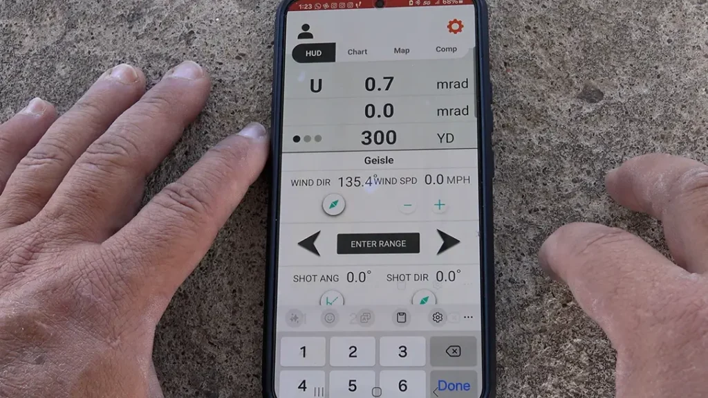 The app will tell you what to dial on your optic.