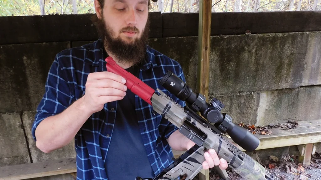 The Mantis BlackbeardX is built around an electronic bolt carrier group and magazine that replace what’s currently in your AR-10, and it can be installed in about 30 seconds.