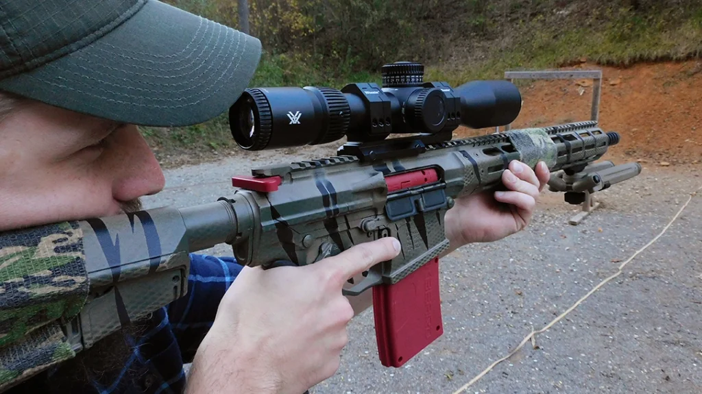The author uses the Mantis BlackbeardX for his AR-10 at the range.
