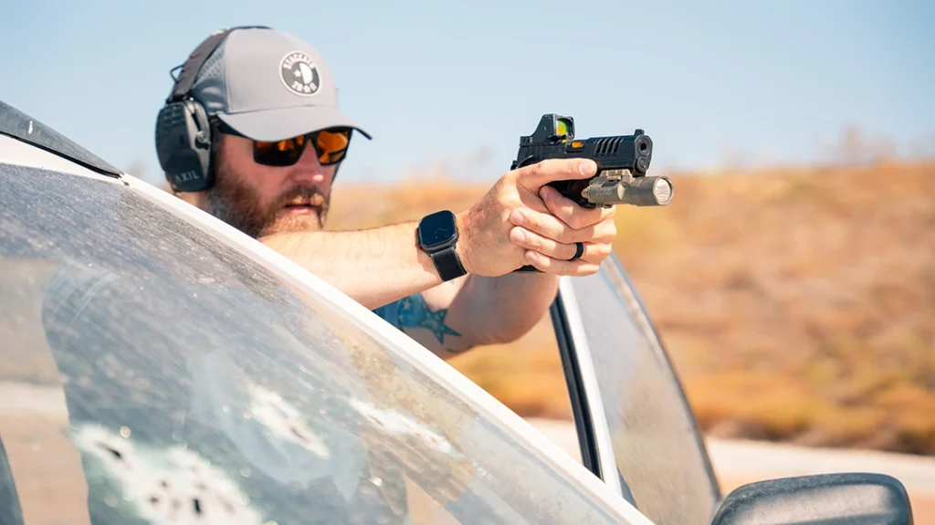 The author shooting the Staccato HD.