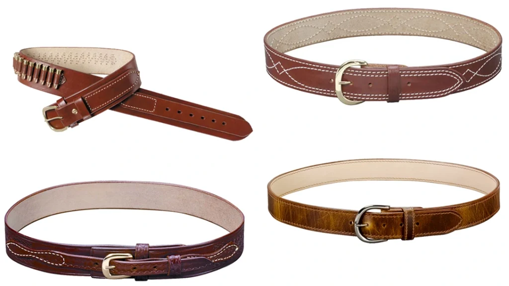 Various belts designed for the shooting sports.