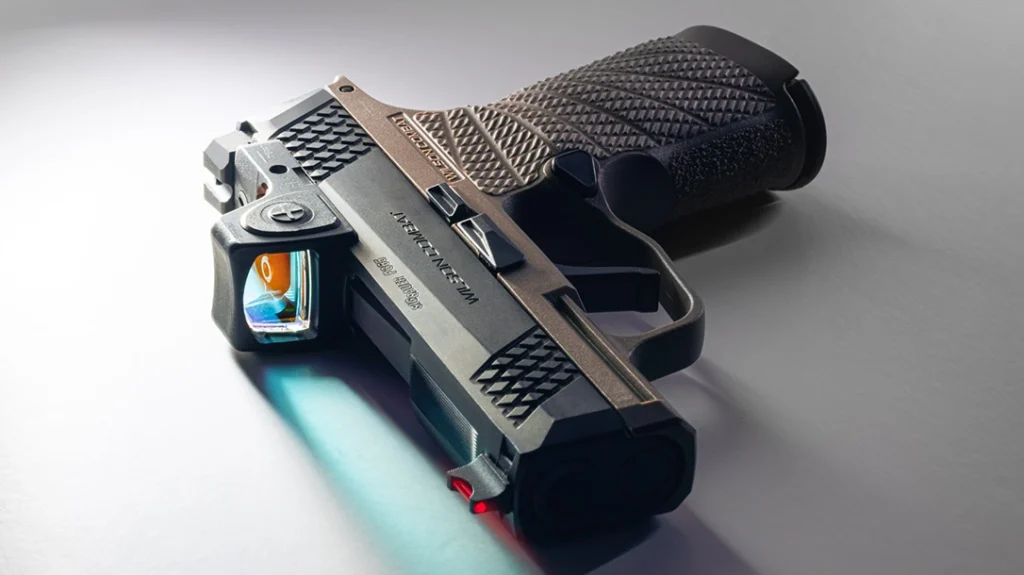 The pistol offers the option of a direct milled slide for various optics, including the Trijicon RMRcc.