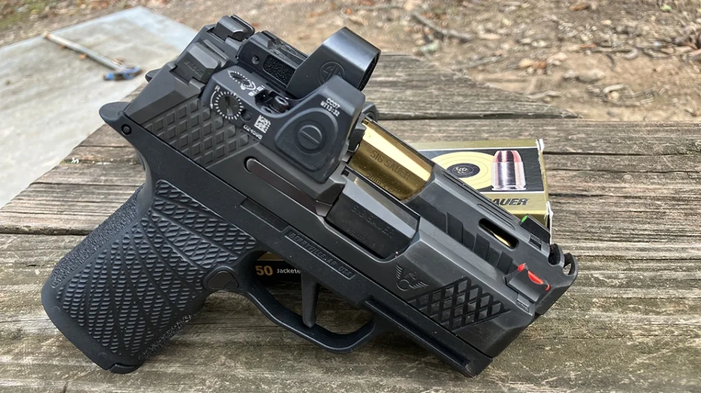 Due to its already bantam size, the company’s discerning eye decided to strategically enlarge the grip frame with a slight palm swell.