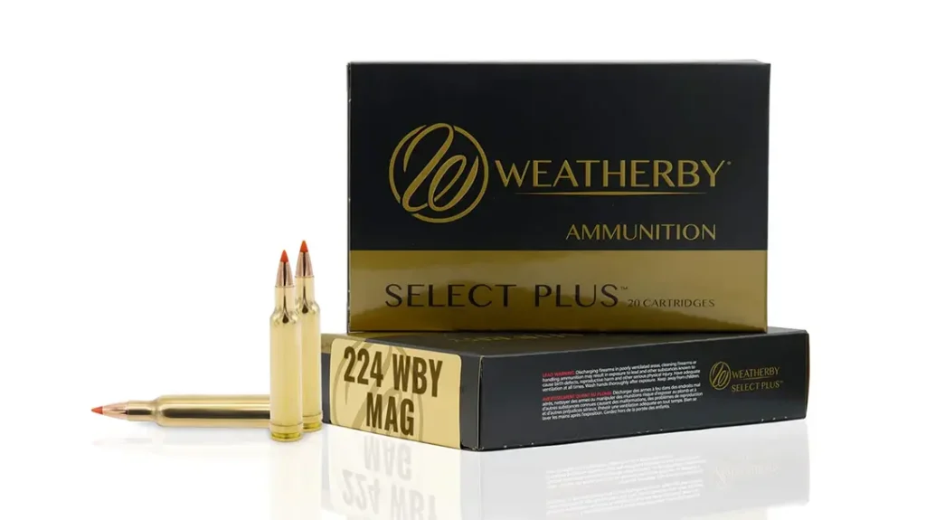 Weatherby loaded ammunition in .224 Wby Mag. 